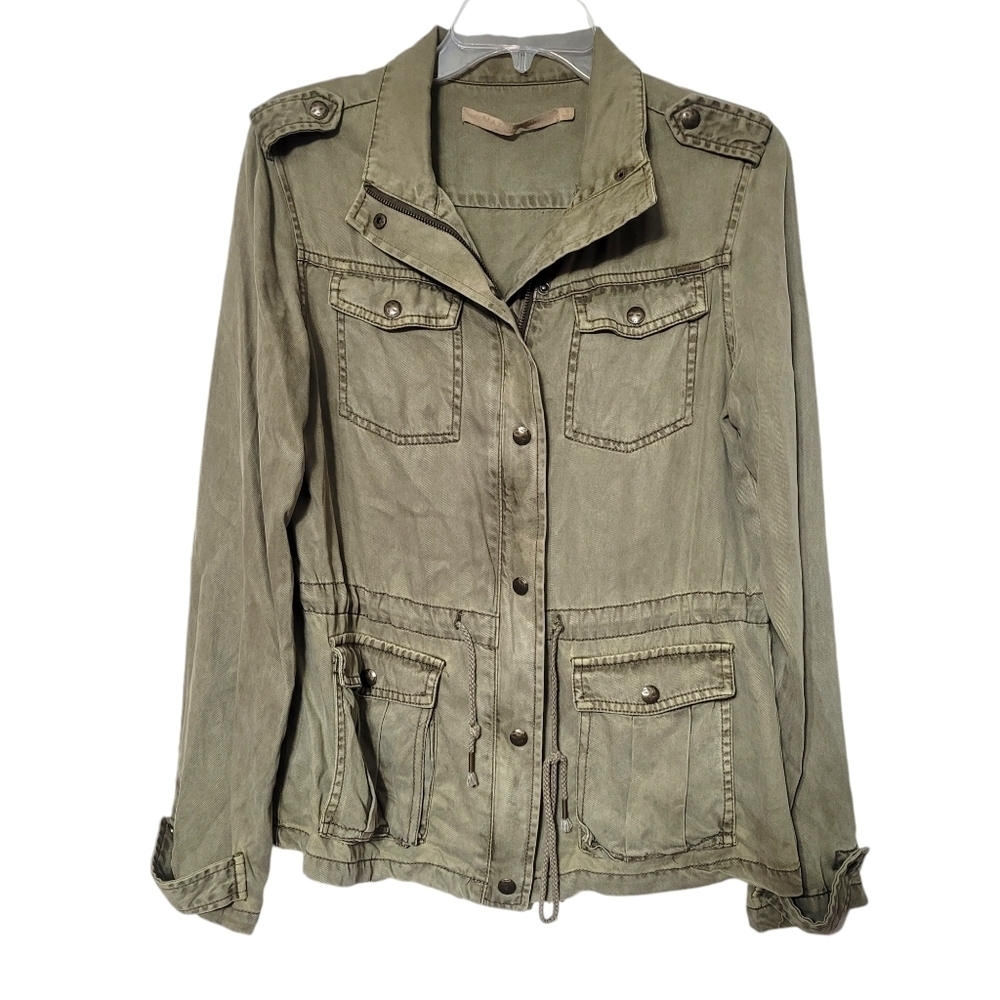 Max Jeans‎ Burnout Green Tencel Utility Cinched Waist Jacket Size Small
